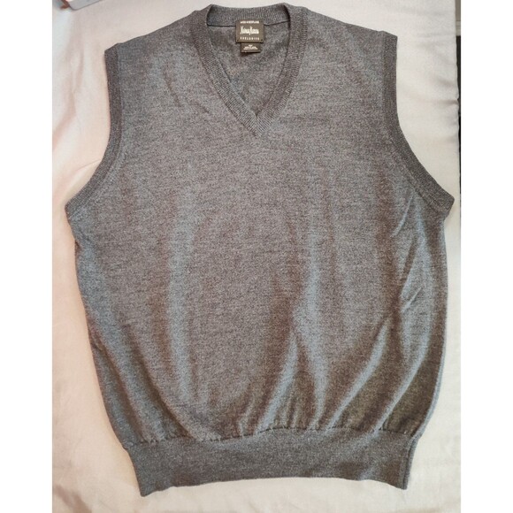 Men's Neiman Marcus Exclusive 100% Merino Wool V-Neck Sweater Vest Gray Large - Picture 3 of 4